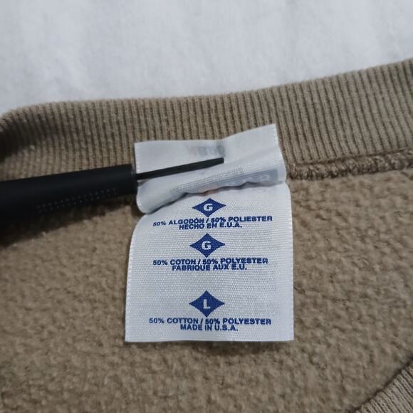 Jerzees Large Tan APPLE THEMED Sweatshirt Lace House Appliqué HANDMADE cot/poly - Picture 11 of 11